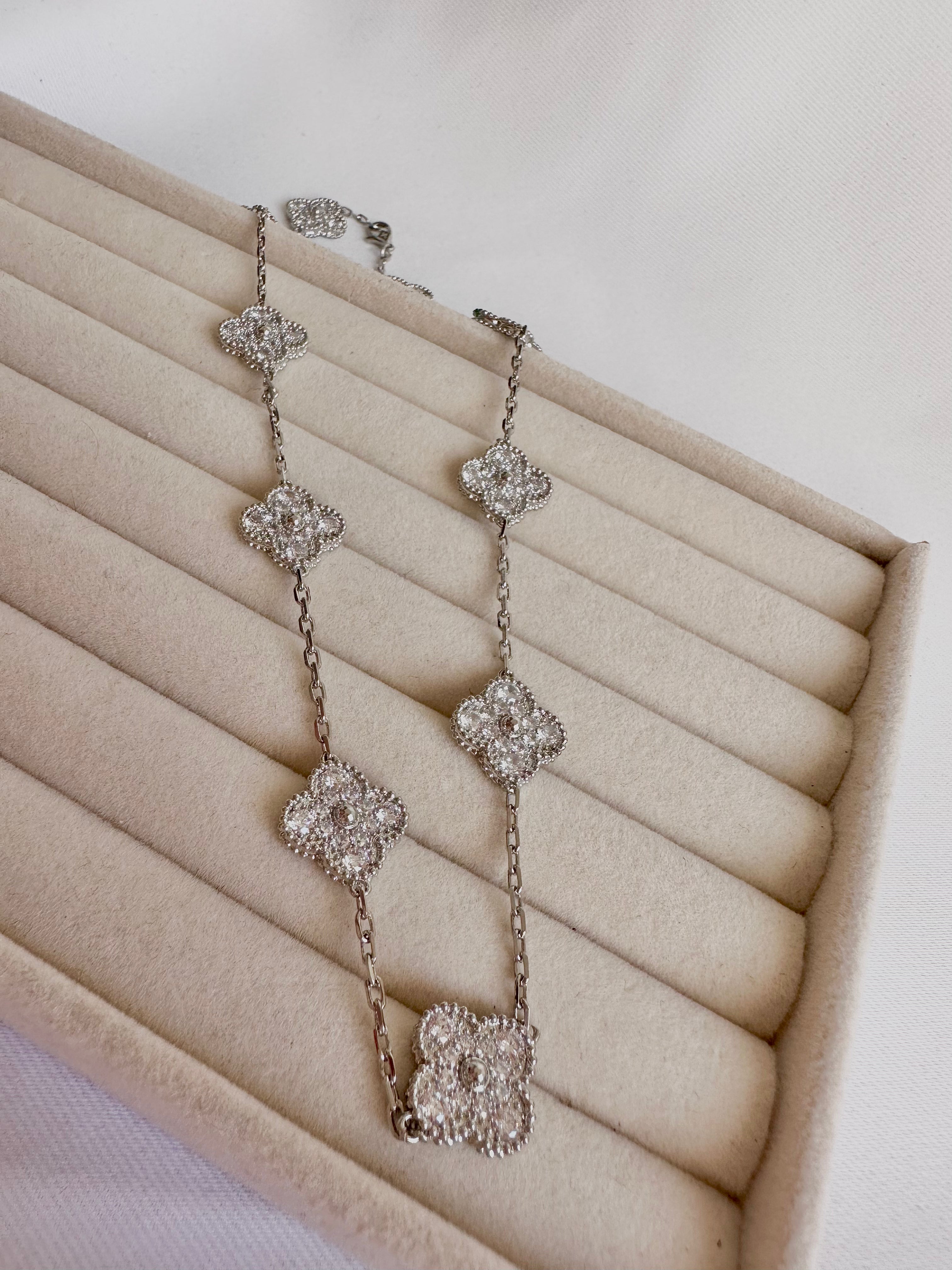 Collar Alhambra vintage 10 Tréboles Plateados en Plata S750