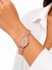 Reloj Rose Gold Tipo Bvlgari Full Piedras