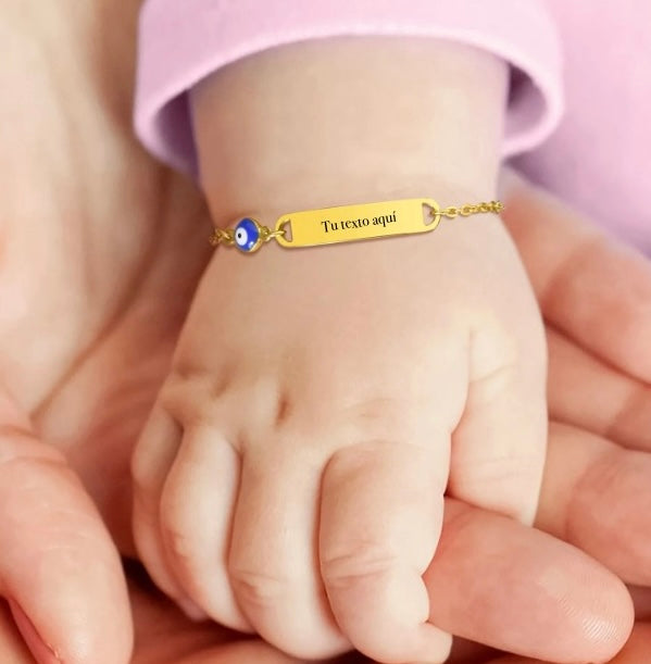 Guillo para Bebé con Ojo Turco Grabable acero inoxidable