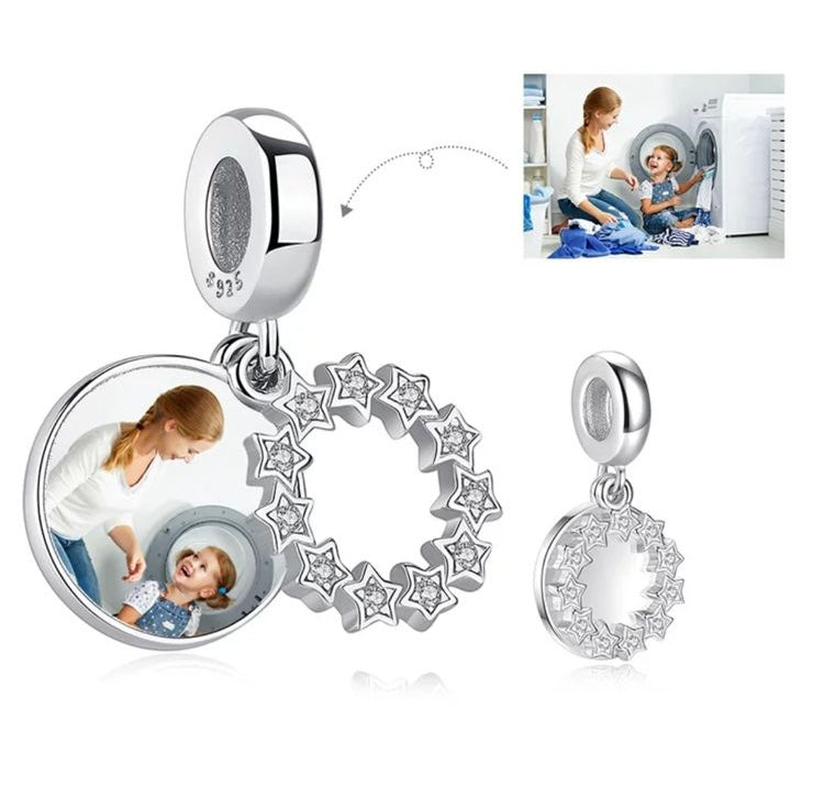 Colgante Redondo Porta Foto Bordes Estrellas