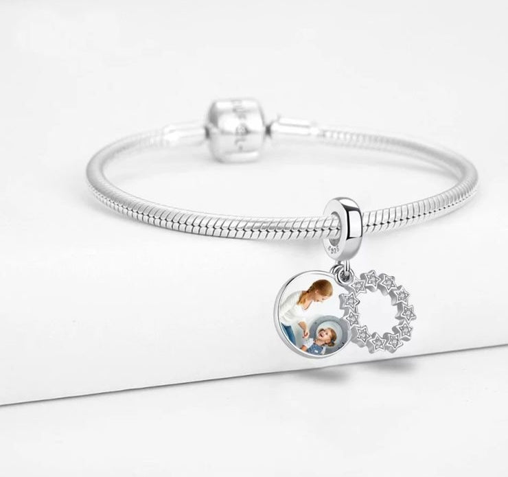 Colgante Redondo Porta Foto Bordes Estrellas