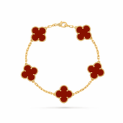 Pulsera Van Cleef Rojos Alhambra Vintage 5 Tréboles