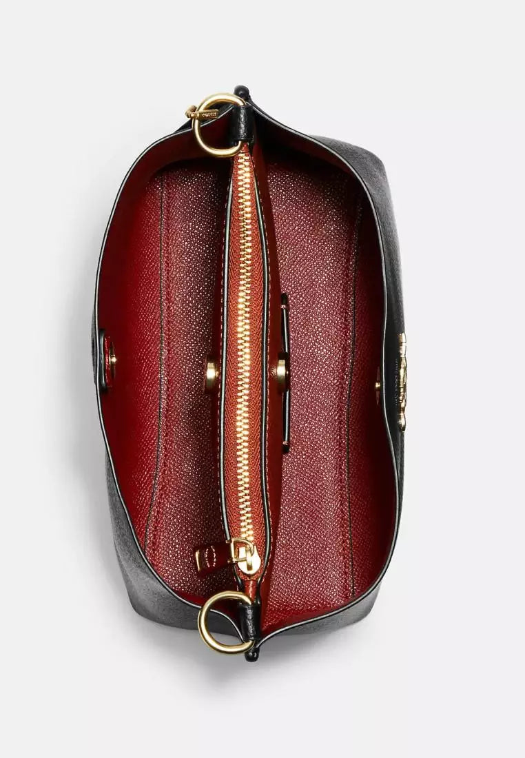 Coach Bucket Mollie Negra Interior Rojo