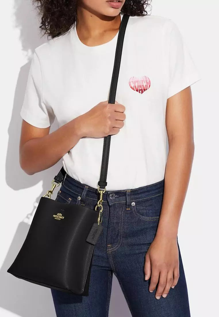 Coach Bucket Mollie Negra Interior Rojo