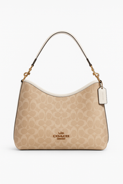 Coach Laurel Shoulder Bag Signature Canvas Blanco/Crema