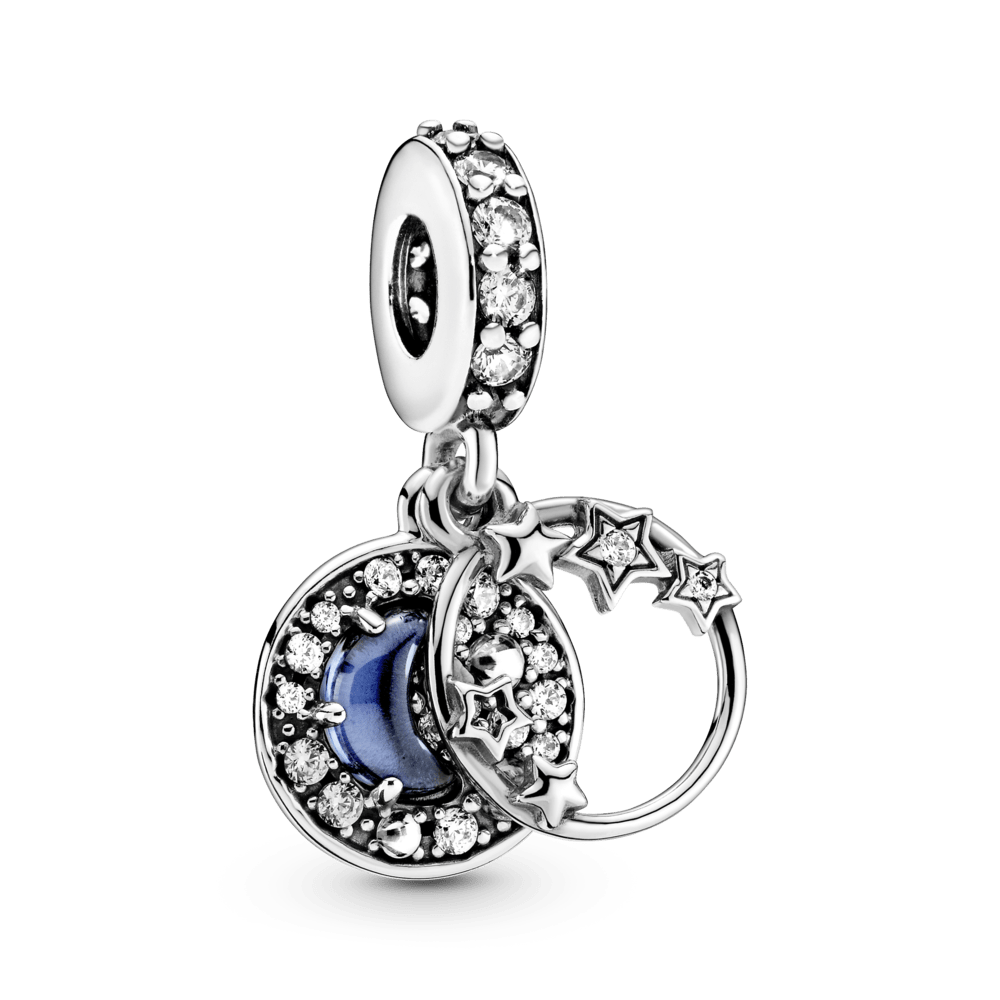 Charm colgante de luna creciente y estrellas azul cielo nocturno