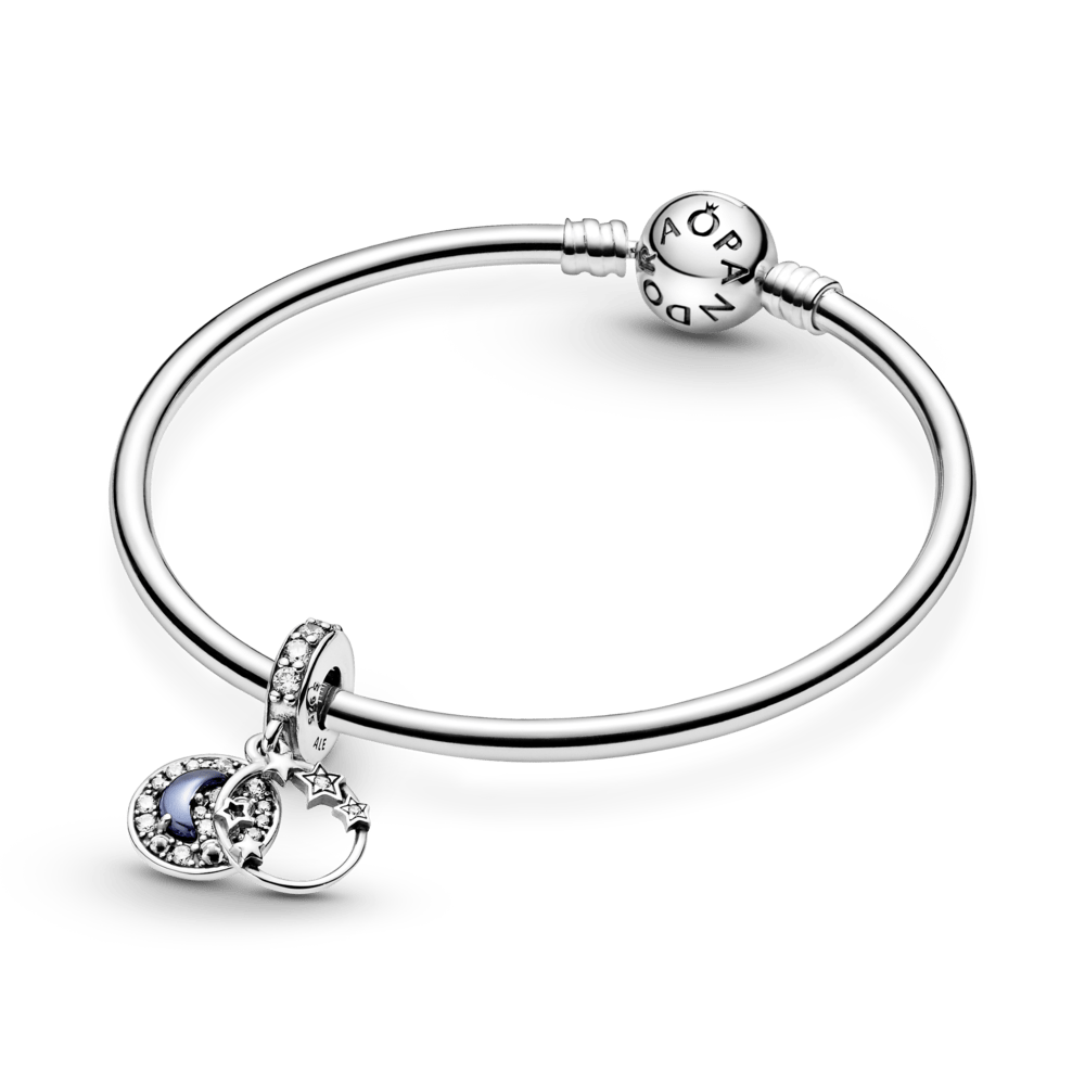 Charm colgante de luna creciente y estrellas azul cielo nocturno