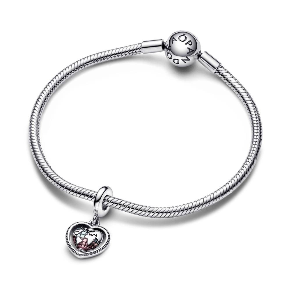 Charm Colgante de Familia Globo Terráqueo Giratorio y Corazón