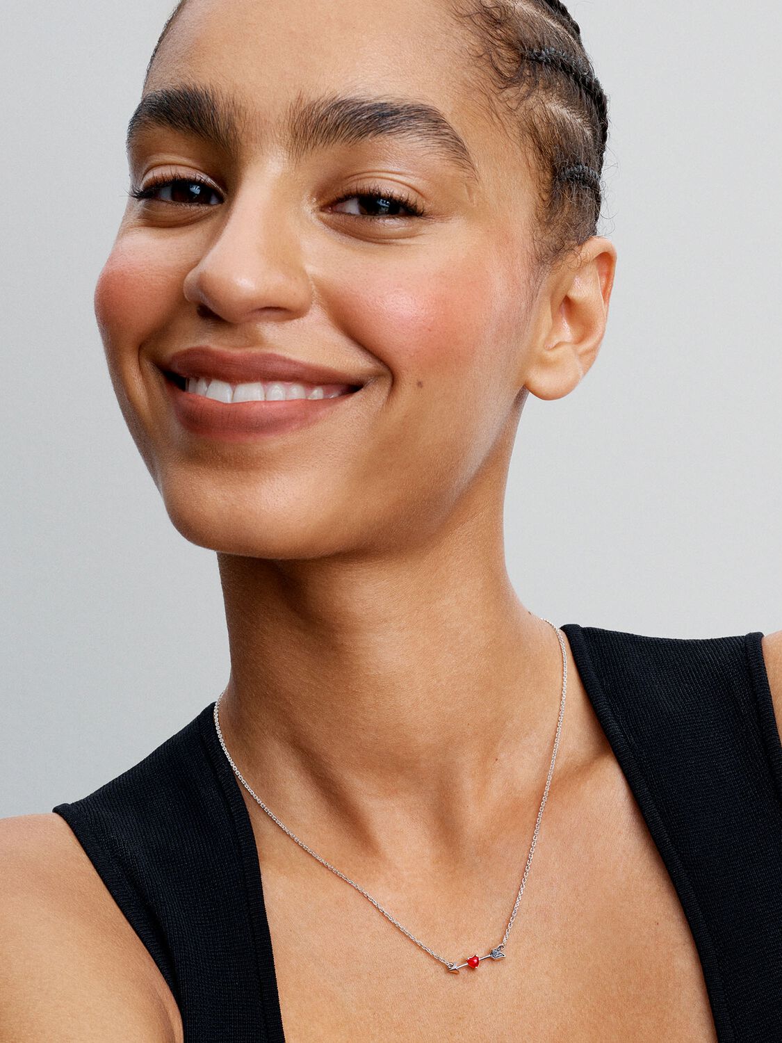 Collar Flecha y Corazón Rojo Cristal de Murano Plata de primera ley