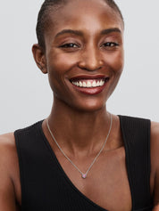 Collar Corazón Rosa Halo Brillante