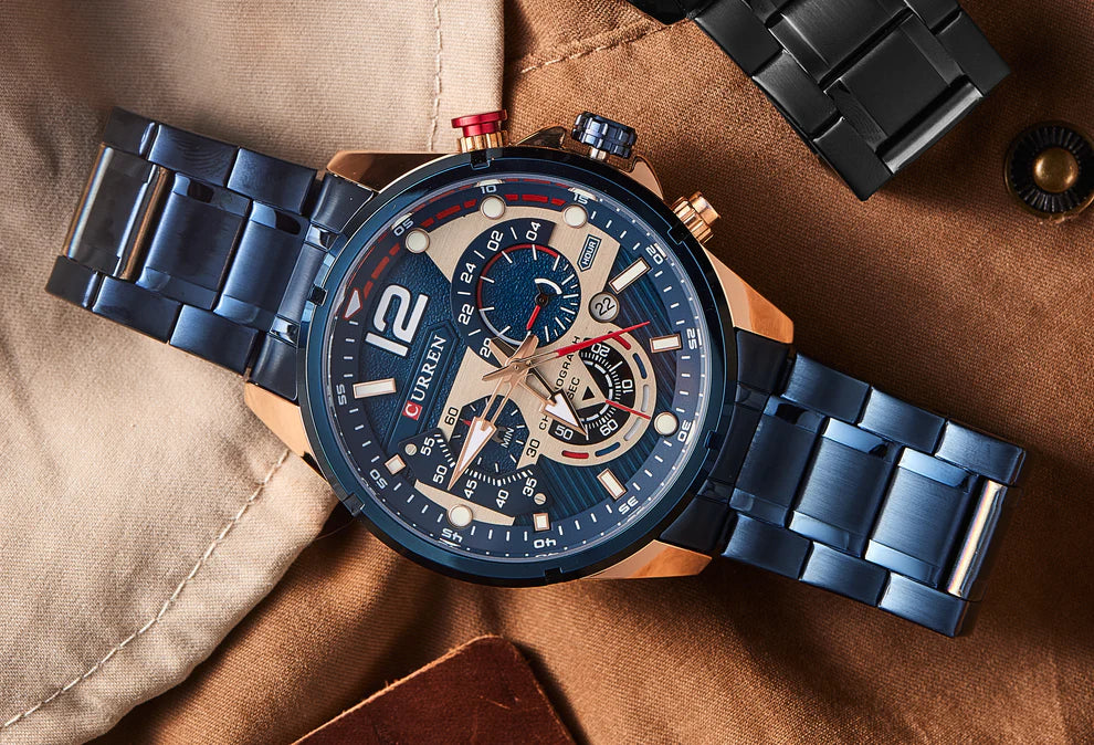 Reloj Azul y Rose Gold Curren 8395 Para Hombre