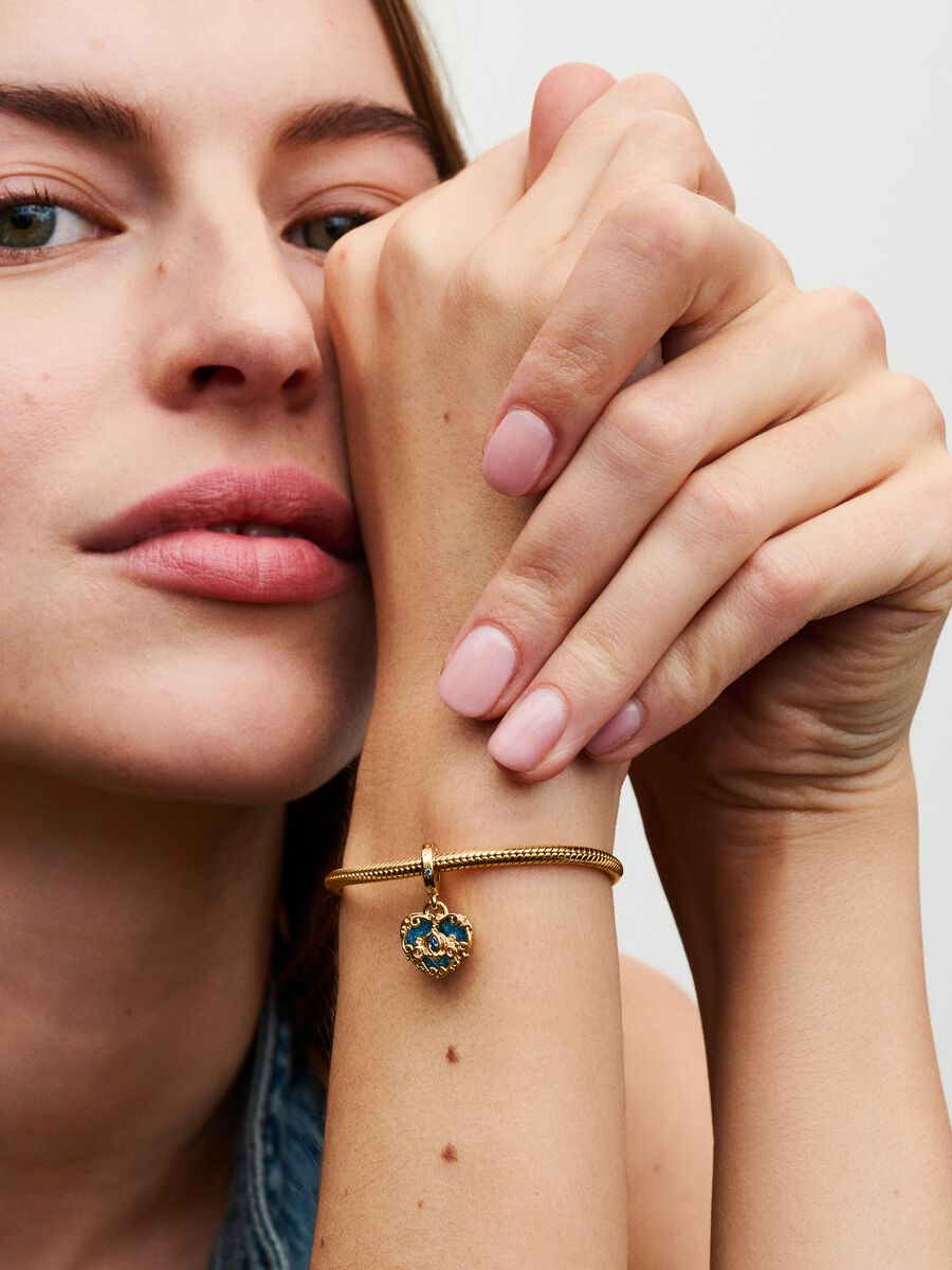 Charm  Dorado Colgante Doble Carroza y Corazón de La Cenicienta de Disney