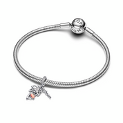 Charm Colgante de Palmera y Flamenco con ópalo rosado