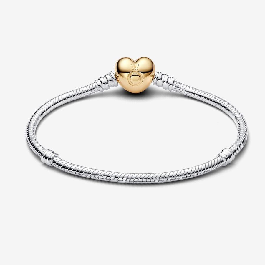 Pulsera Pandora Moments con cierre de Corazón Dorado