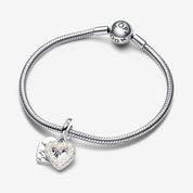 Charm Colgante MOM Doble Corazón Blanco Anacarado