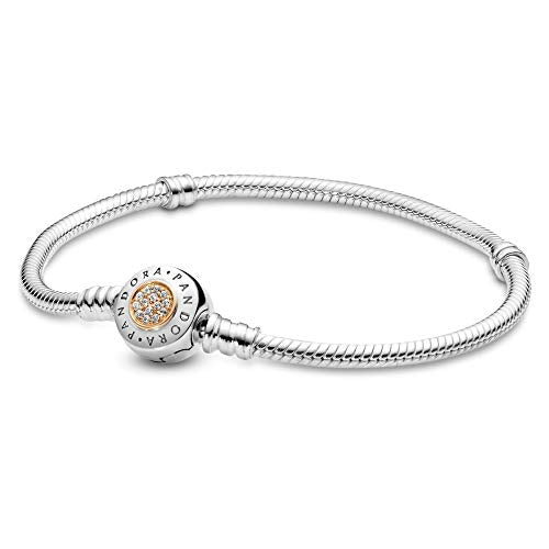 Pulsera Cierre con Logo Pandora en Dos Tonos