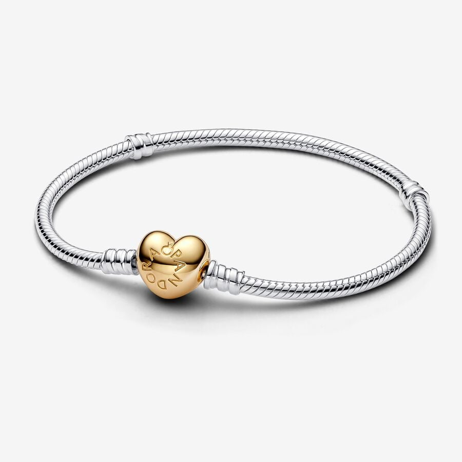 Pulsera Pandora Moments con cierre de Corazón Dorado