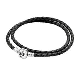Pulsera de Cuero dos giros con Cierre Clásico