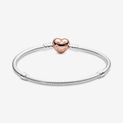 Pulsera con Cierre Rose Gold Corazón en Pave