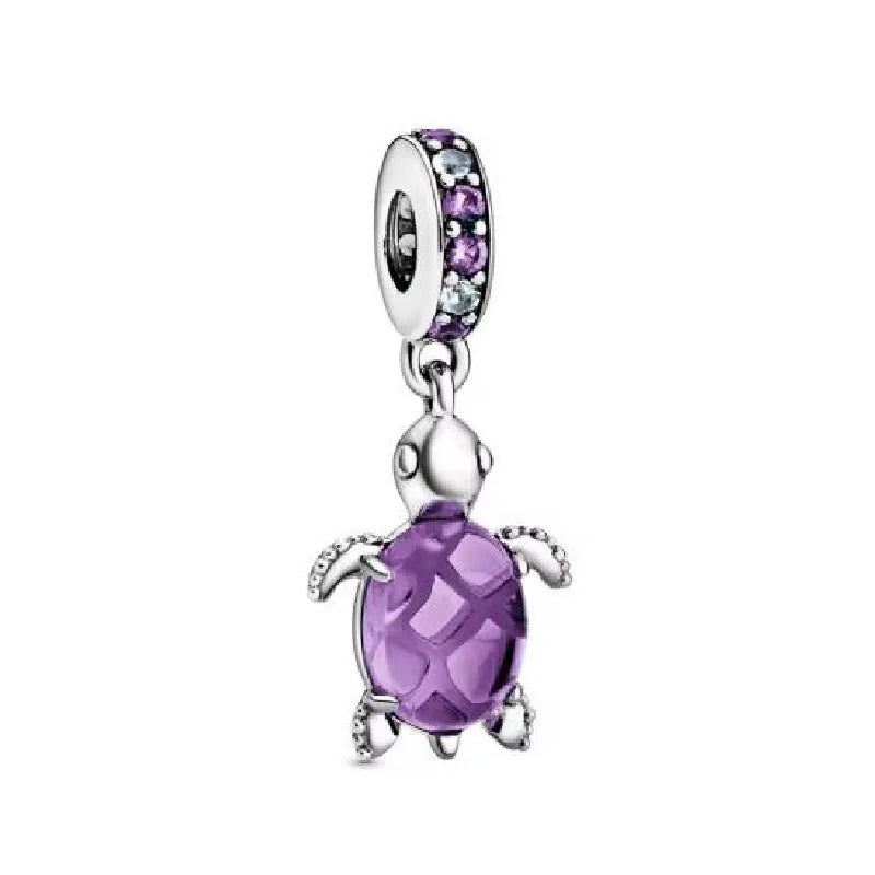 Charm Colgante Tortuga Marina Cristal de Murano Morada